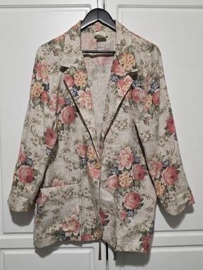 Vtg Willow Ridge Womens Floral Single Breasted Blazer Lightweight Cottagecore